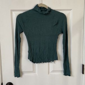 Free people mock neck shirt. Color is Teal and size is X-Small.